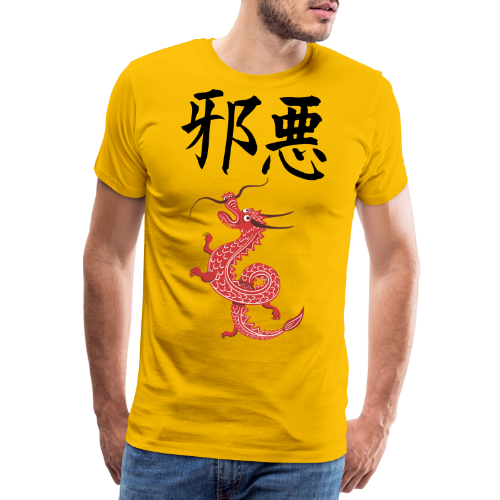 Männer Premium T-Shirt - Chinesische Zeichen Drache - Sonnengelb