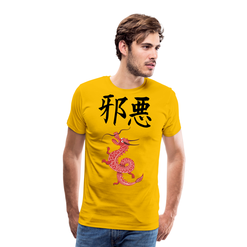 Männer Premium T-Shirt - Chinesische Zeichen Drache - Sonnengelb