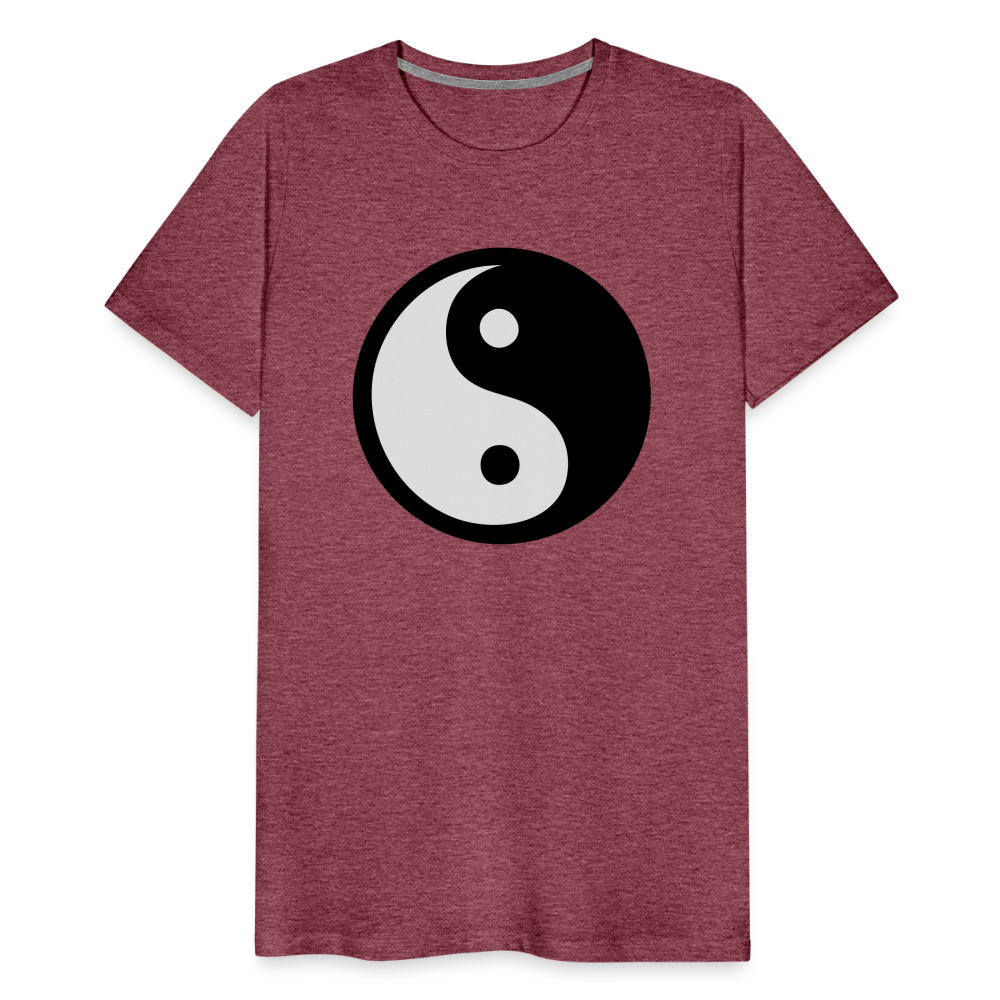 Männer Premium T-Shirt - Ying and Yang - Bordeauxrot meliert