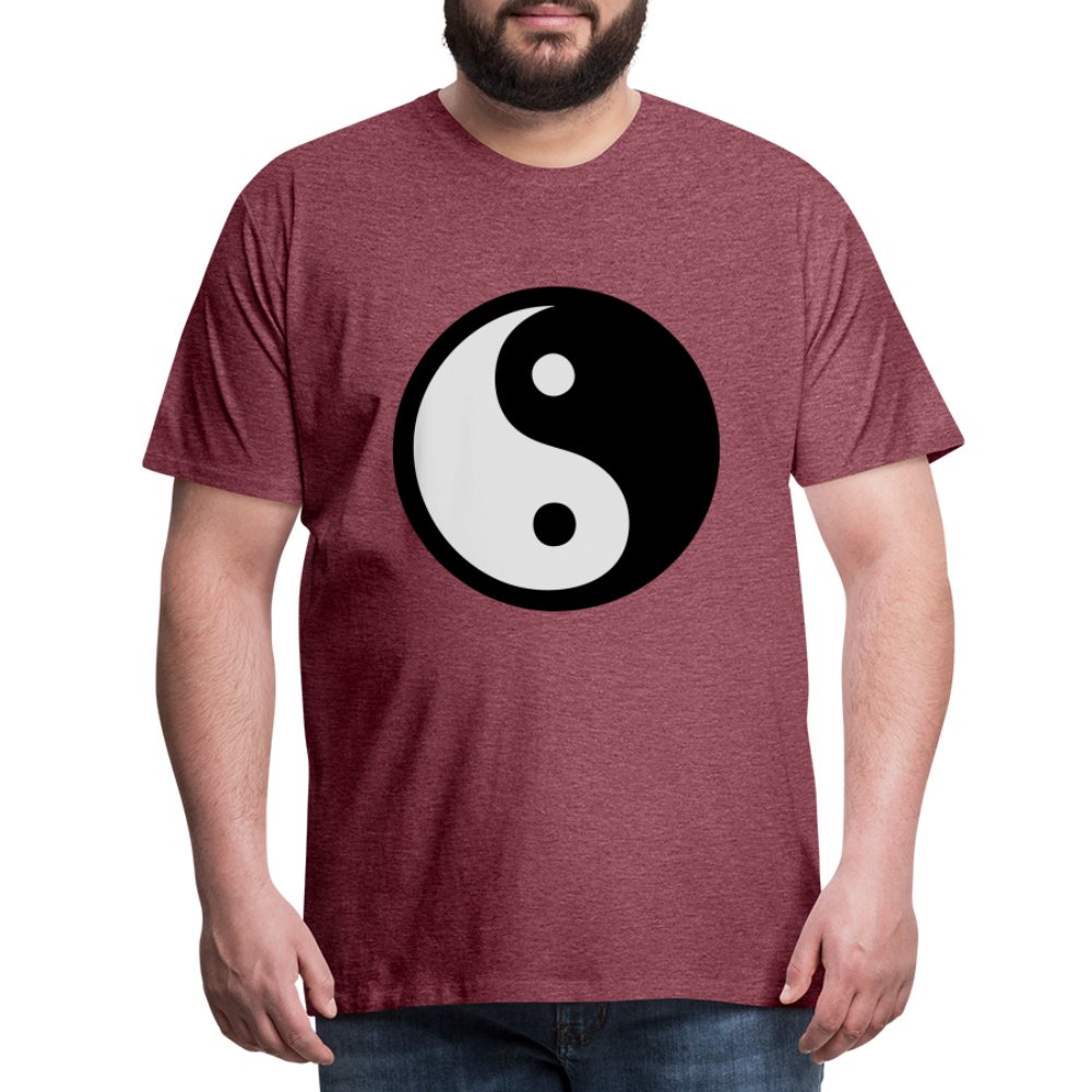 Männer Premium T-Shirt - Ying and Yang - Bordeauxrot meliert