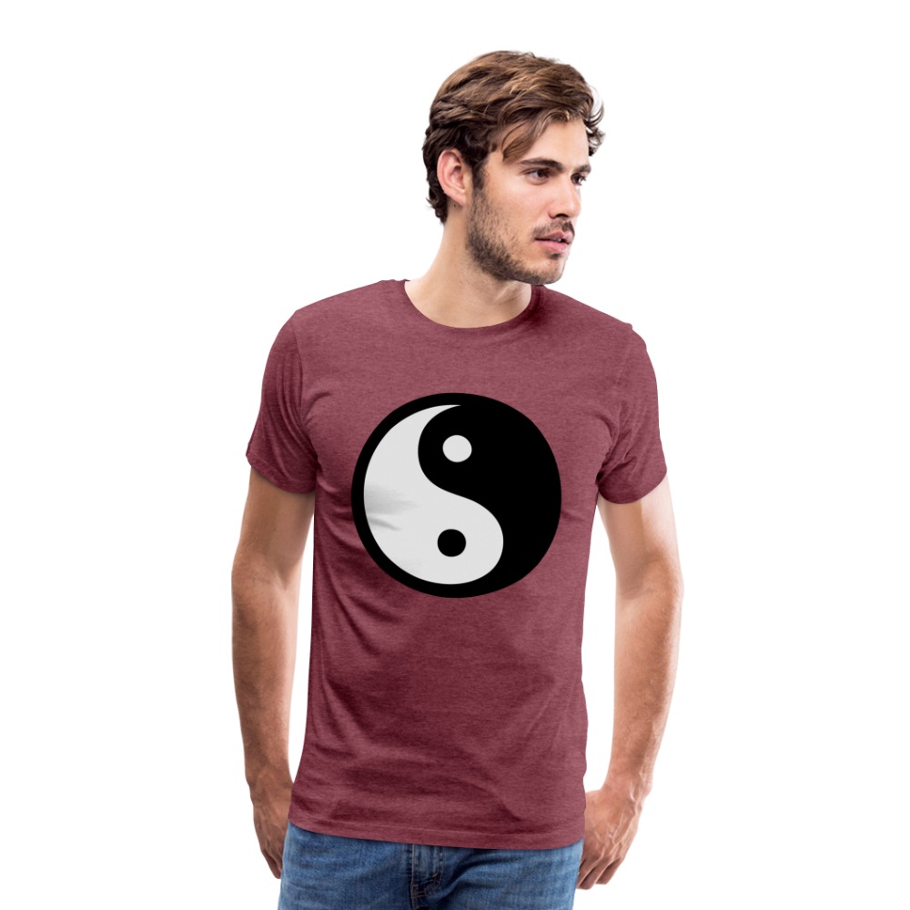 Männer Premium T-Shirt - Ying and Yang - Bordeauxrot meliert