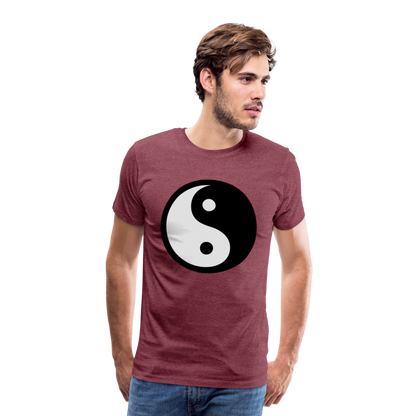 Männer Premium T-Shirt - Ying and Yang - Bordeauxrot meliert