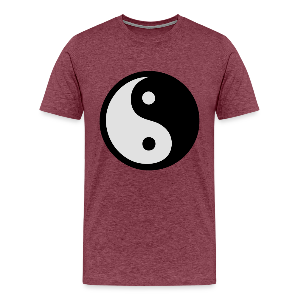 Männer Premium T-Shirt - Ying and Yang - Bordeauxrot meliert