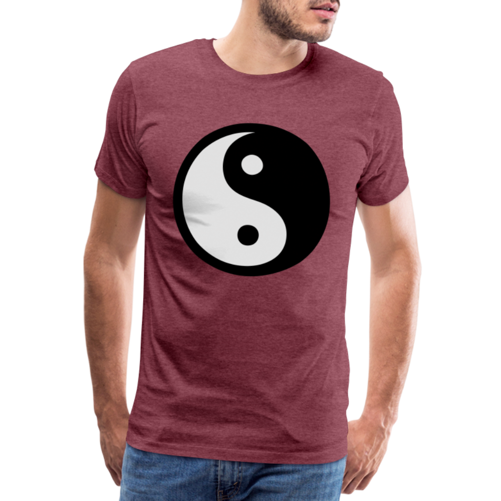 Männer Premium T-Shirt - Ying and Yang - Bordeauxrot meliert