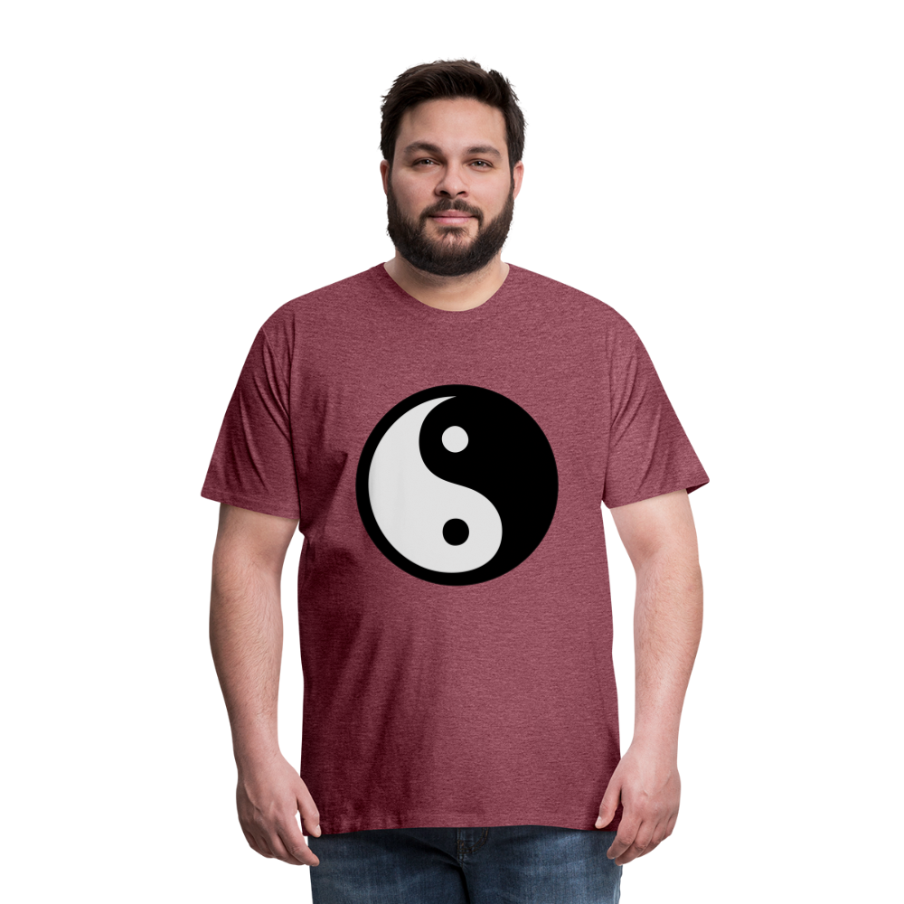 Männer Premium T-Shirt - Ying and Yang - Bordeauxrot meliert