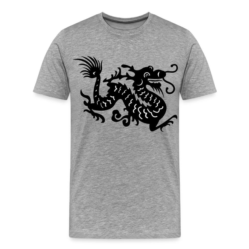 Männer Premium T-Shirt - Chinesischer Drache - Grau meliert