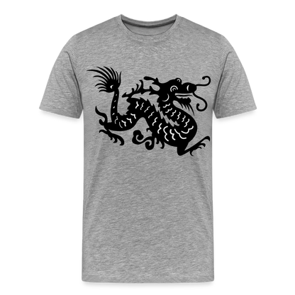 Männer Premium T-Shirt - Chinesischer Drache - Grau meliert