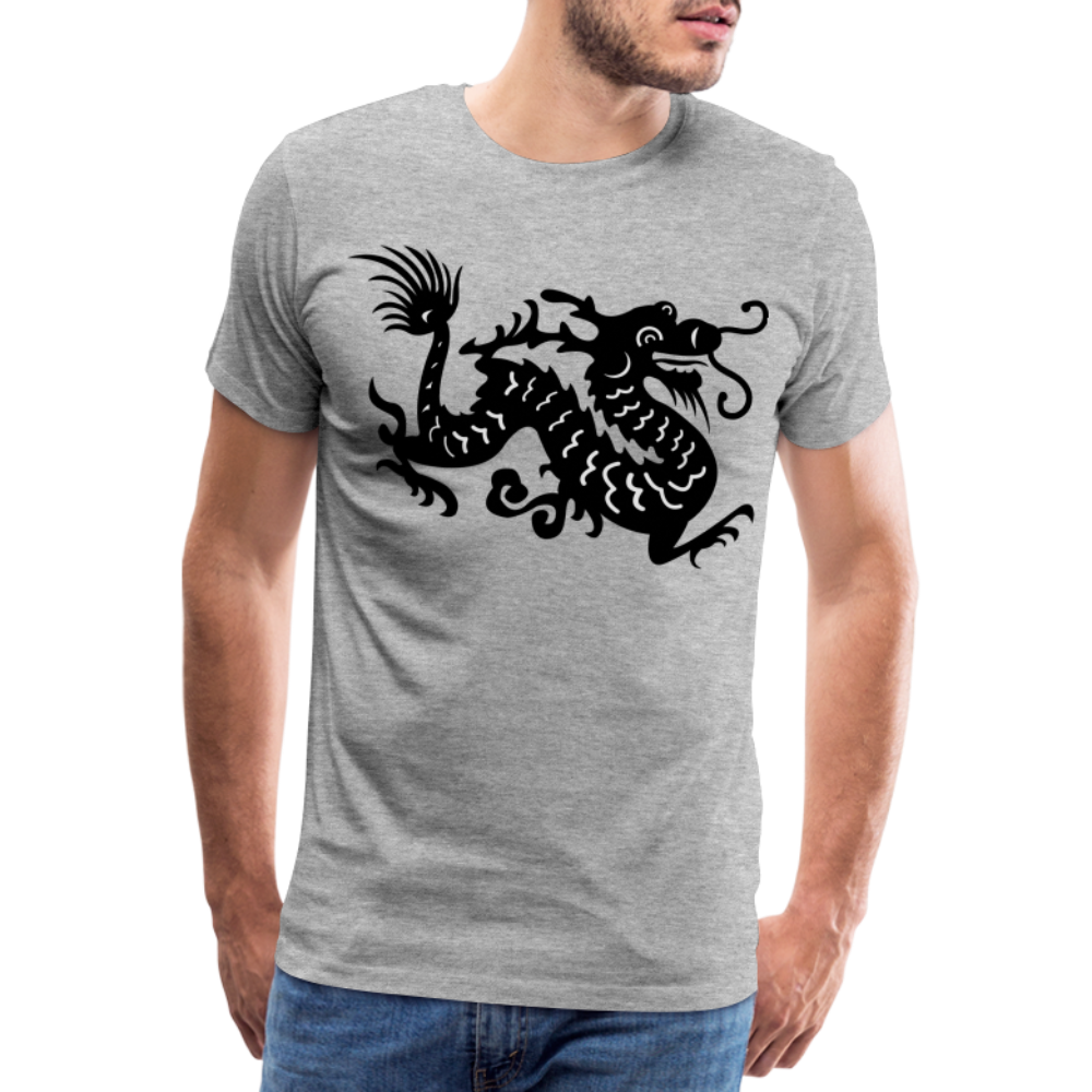 Männer Premium T-Shirt - Chinesischer Drache - Grau meliert