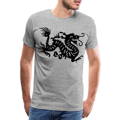 Männer Premium T-Shirt - Chinesischer Drache - Grau meliert