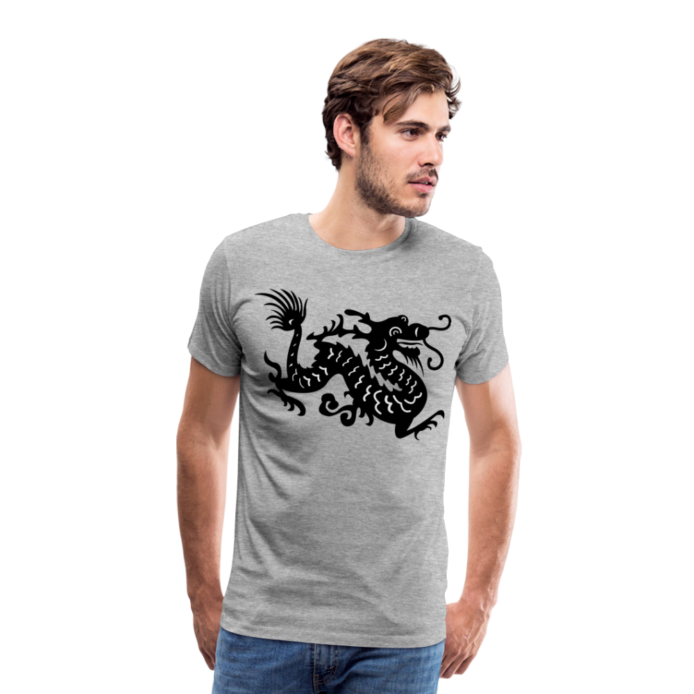 Männer Premium T-Shirt - Chinesischer Drache - Grau meliert