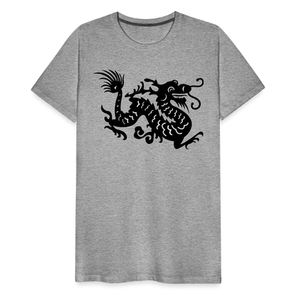 Männer Premium T-Shirt - Chinesischer Drache - Grau meliert