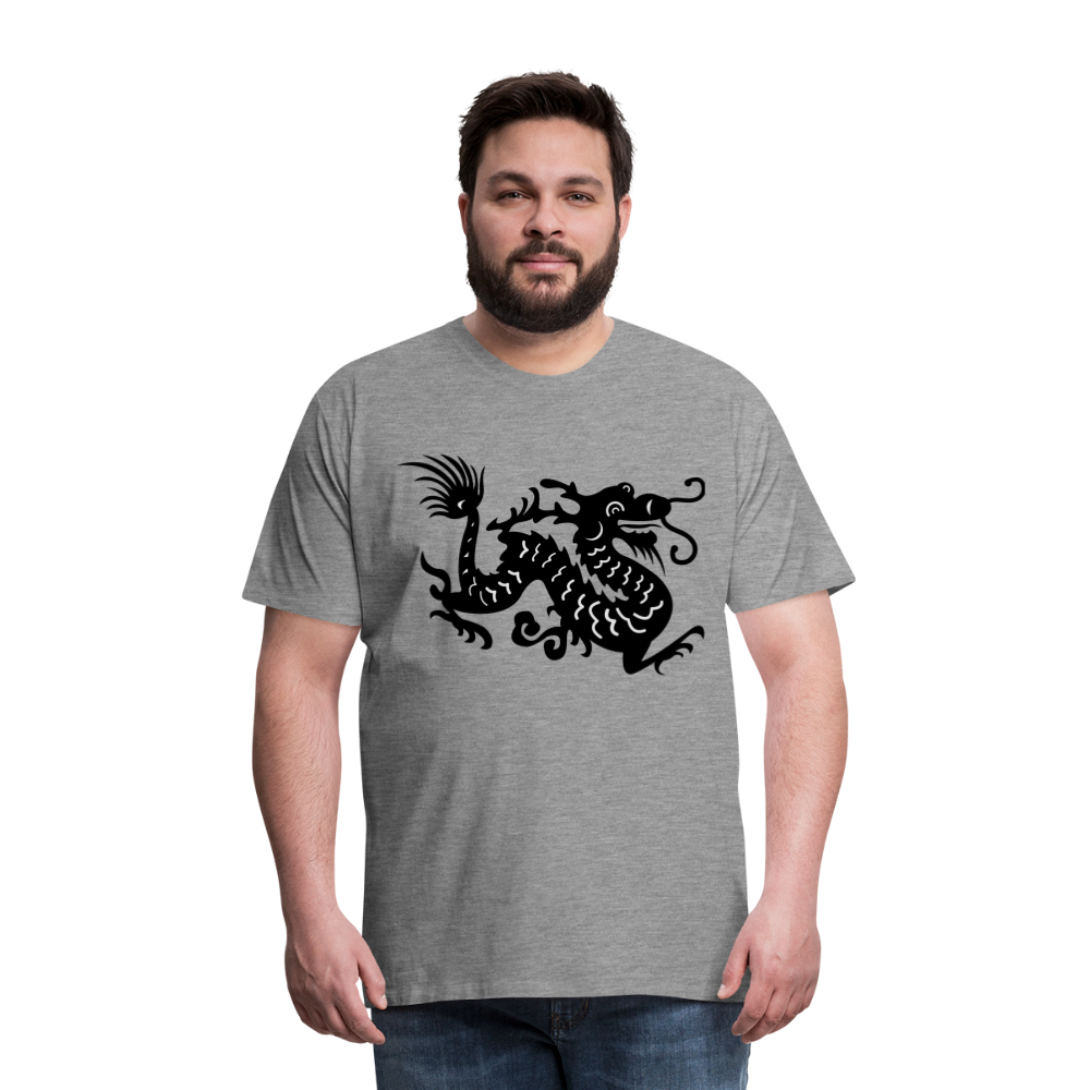 Männer Premium T-Shirt - Chinesischer Drache - Grau meliert