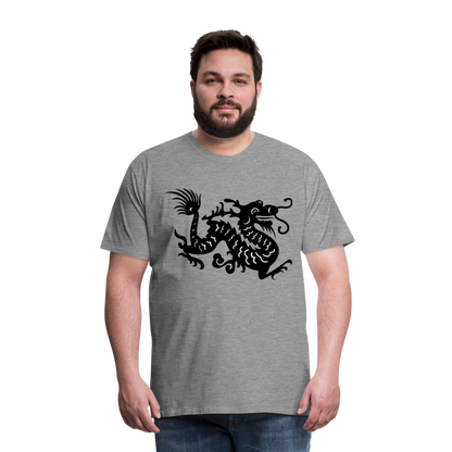 Männer Premium T-Shirt - Chinesischer Drache - Grau meliert