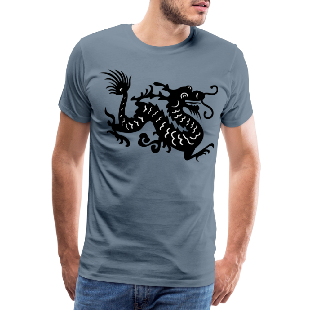 Männer Premium T-Shirt - Chinesischer Drache - Blaugrau