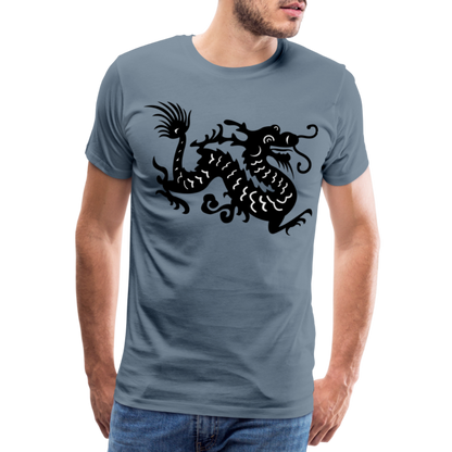 Männer Premium T-Shirt - Chinesischer Drache - Blaugrau