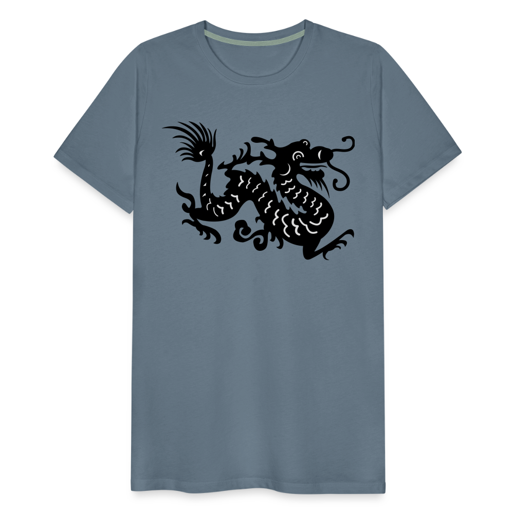 Männer Premium T-Shirt - Chinesischer Drache - Blaugrau