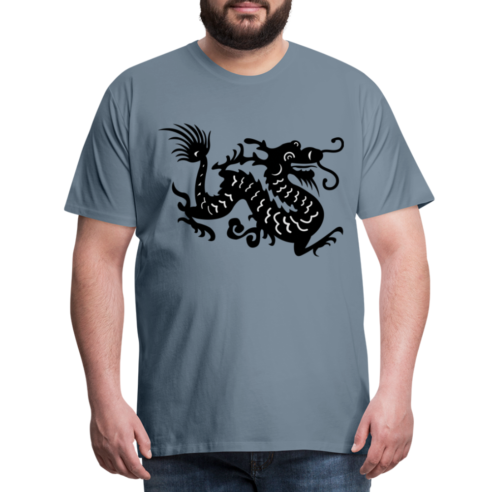 Männer Premium T-Shirt - Chinesischer Drache - Blaugrau