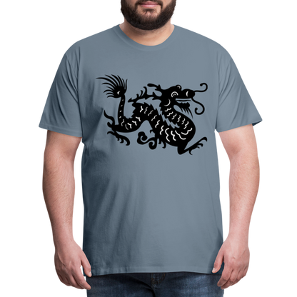 Männer Premium T-Shirt - Chinesischer Drache - Blaugrau