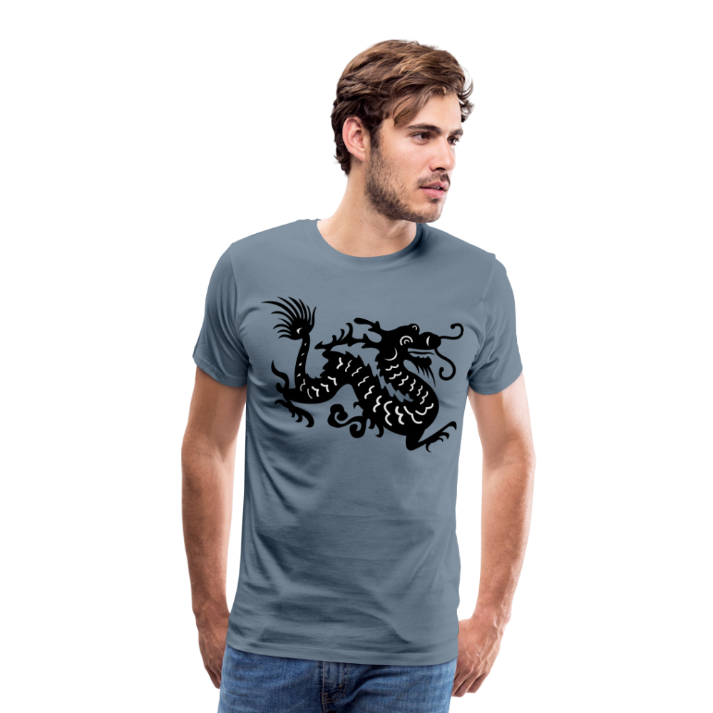 Männer Premium T-Shirt - Chinesischer Drache - Blaugrau