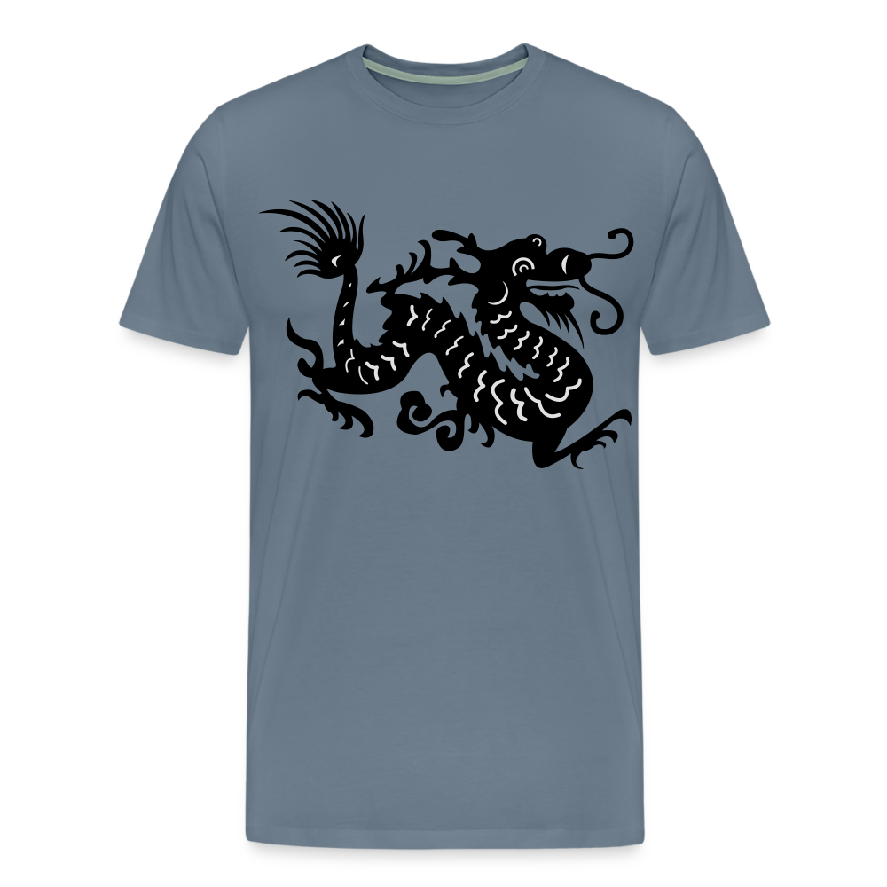 Männer Premium T-Shirt - Chinesischer Drache - Blaugrau