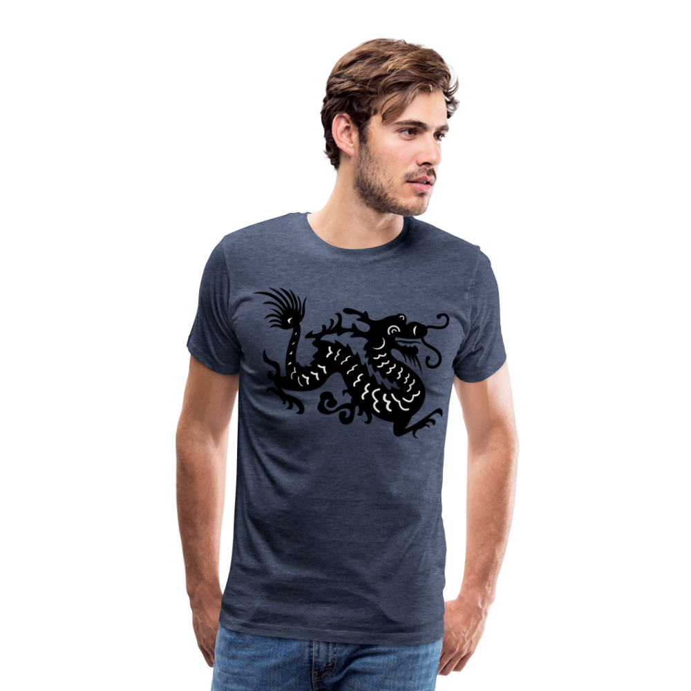 Männer Premium T-Shirt - Chinesischer Drache - Blau meliert