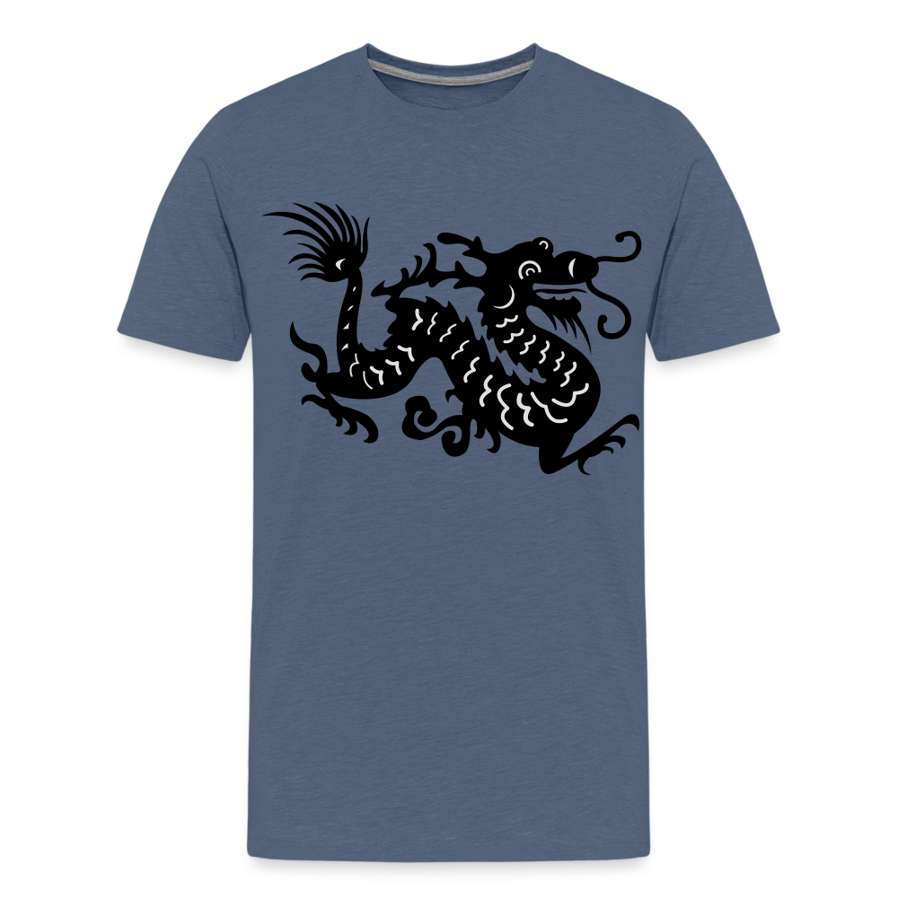 Männer Premium T-Shirt - Chinesischer Drache - Blau meliert