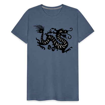 Männer Premium T-Shirt - Chinesischer Drache - Blau meliert