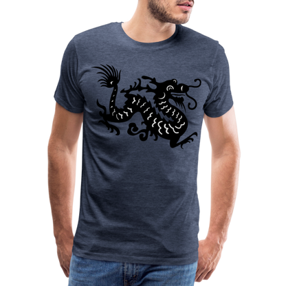 Männer Premium T-Shirt - Chinesischer Drache - Blau meliert