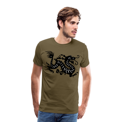 Männer Premium T-Shirt - Chinesischer Drache - Khaki