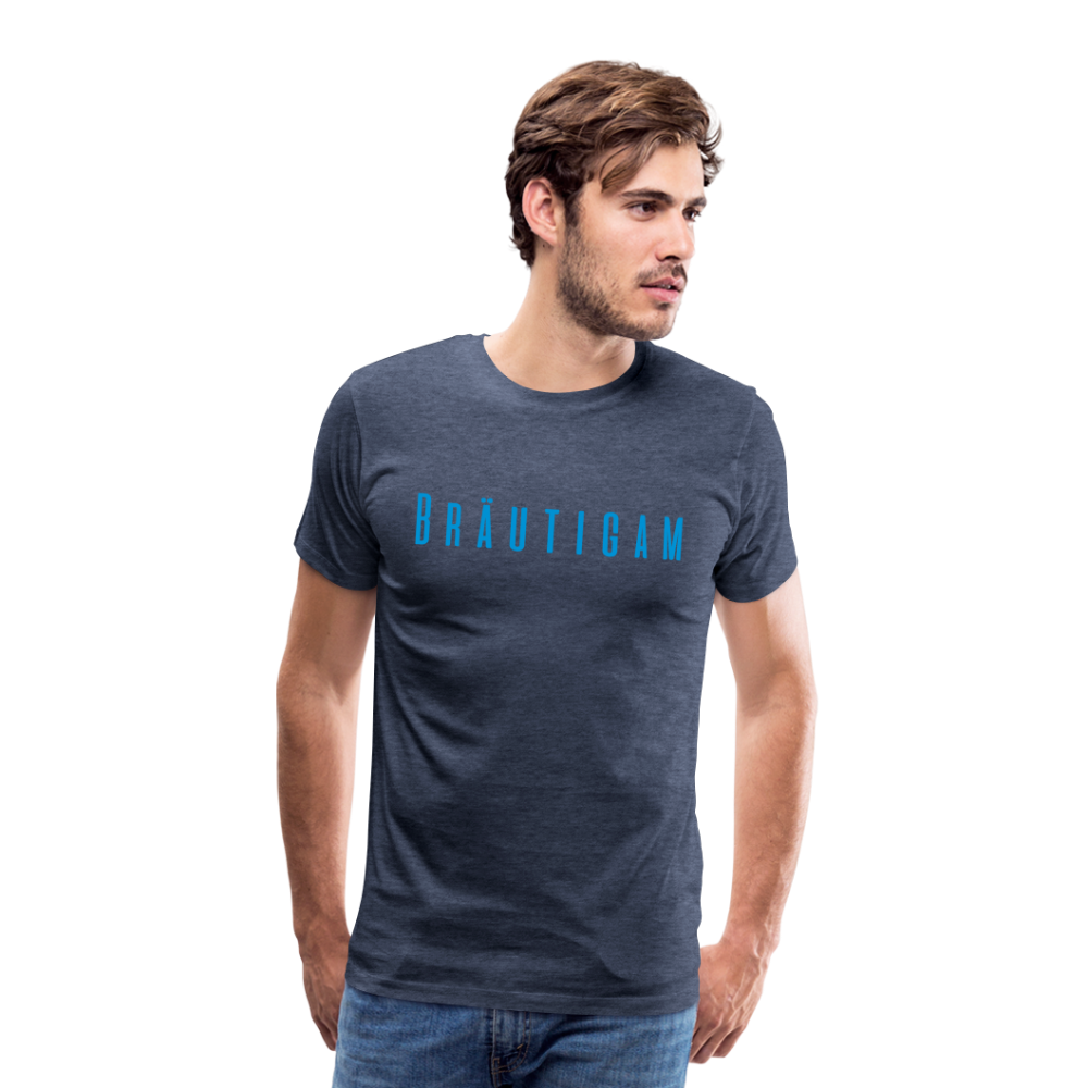 Männer Premium T-Shirt JGA - Bräutigam personalisierbar! - Blau meliert