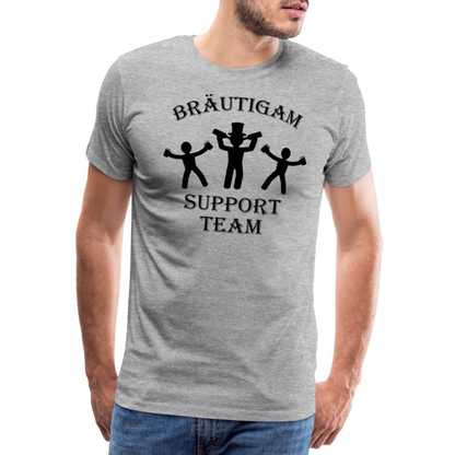 Männer Premium T-Shirt JGA - Bräutigam Support Team - Grau meliert