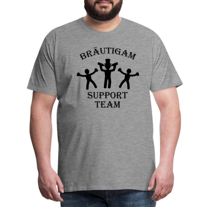 Männer Premium T-Shirt JGA - Bräutigam Support Team - Grau meliert