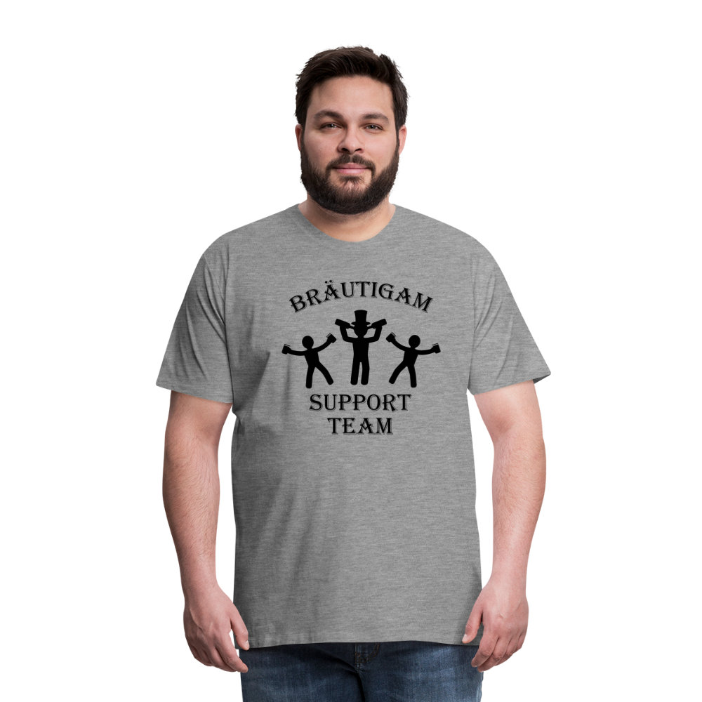 Männer Premium T-Shirt JGA - Bräutigam Support Team - Grau meliert