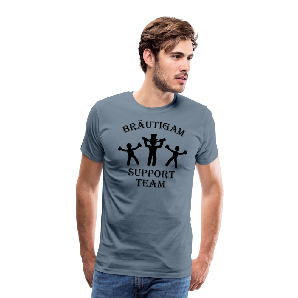 Männer Premium T-Shirt JGA - Bräutigam Support Team - Blaugrau