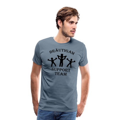 Männer Premium T-Shirt JGA - Bräutigam Support Team - Blaugrau