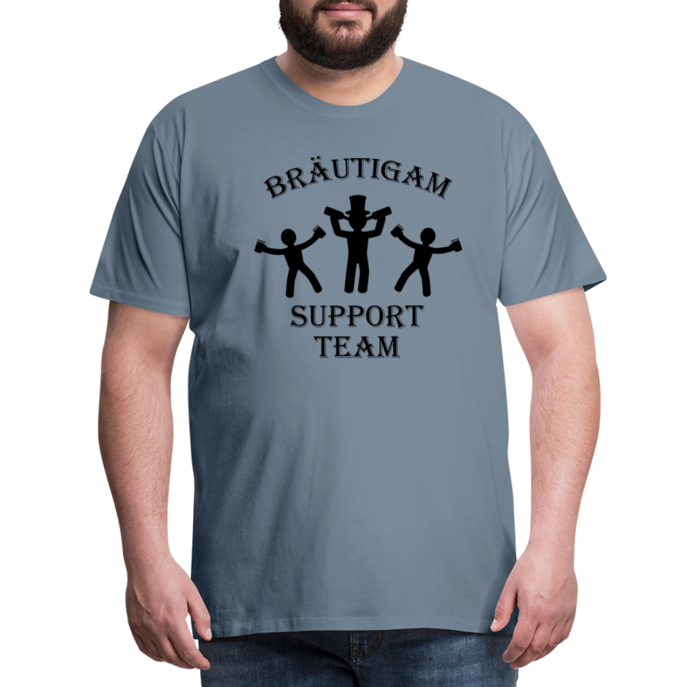 Männer Premium T-Shirt JGA - Bräutigam Support Team - Blaugrau