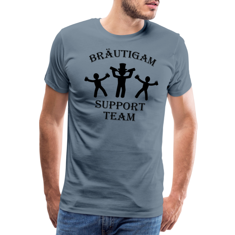 Männer Premium T-Shirt JGA - Bräutigam Support Team - Blaugrau