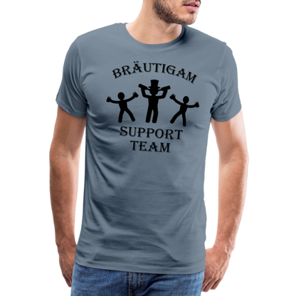 Männer Premium T-Shirt JGA - Bräutigam Support Team - Blaugrau