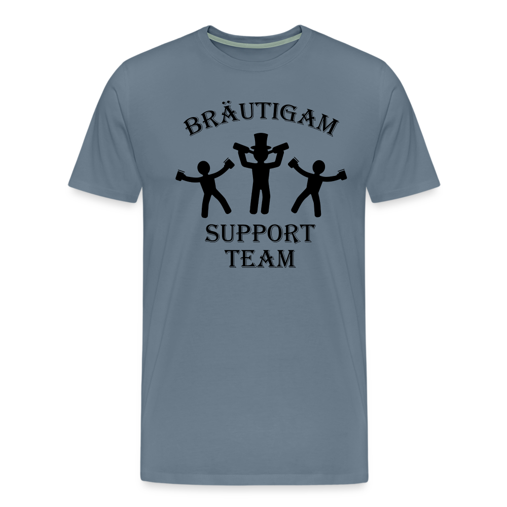 Männer Premium T-Shirt JGA - Bräutigam Support Team - Blaugrau