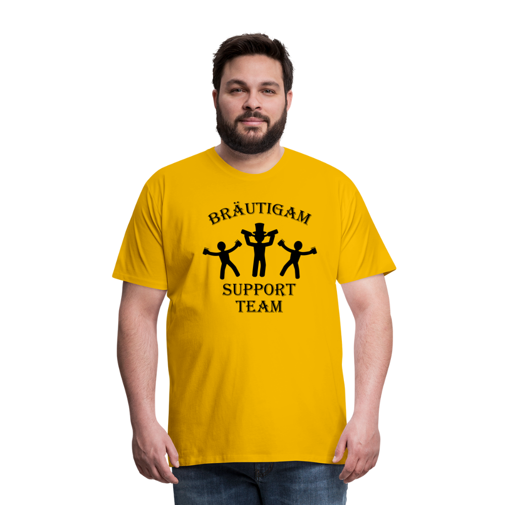 Männer Premium T-Shirt JGA - Bräutigam Support Team - Sonnengelb