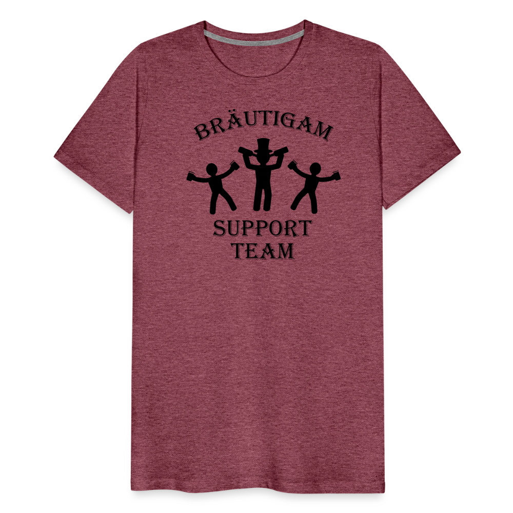 Männer Premium T-Shirt JGA - Bräutigam Support Team - Bordeauxrot meliert