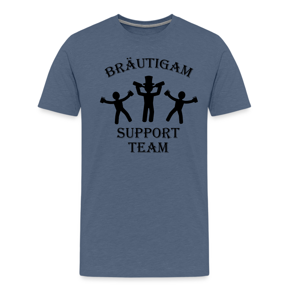 Männer Premium T-Shirt JGA - Bräutigam Support Team - Blau meliert