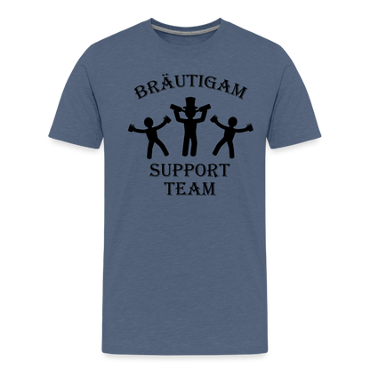 Männer Premium T-Shirt JGA - Bräutigam Support Team - Blau meliert