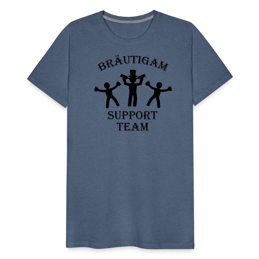 Männer Premium T-Shirt JGA - Bräutigam Support Team - Blau meliert