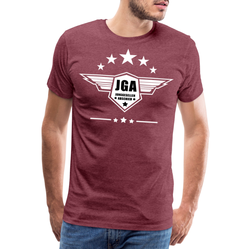 Männer Premium T-Shirt - JGA Stars - Bordeauxrot meliert