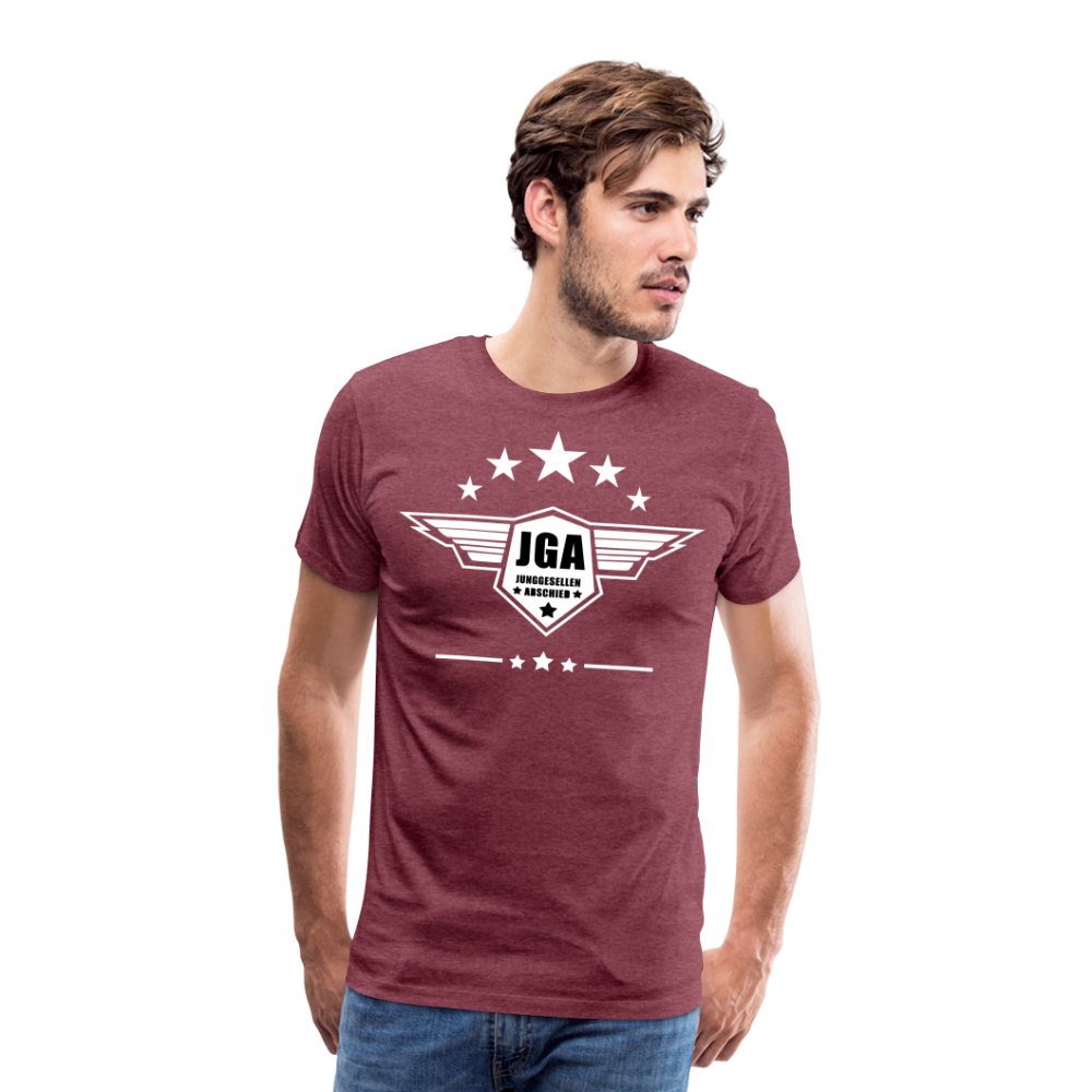 Männer Premium T-Shirt - JGA Stars - Bordeauxrot meliert