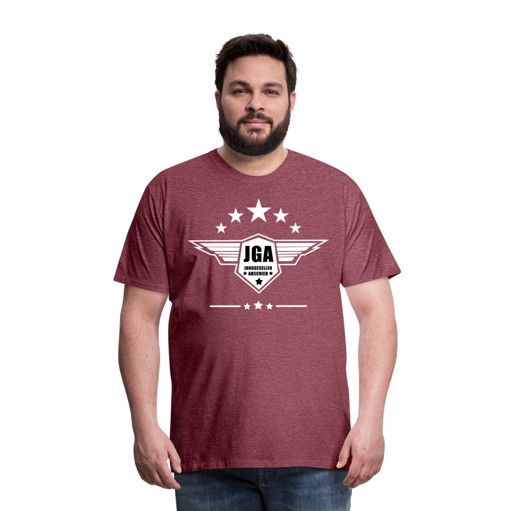 Männer Premium T-Shirt - JGA Stars - Bordeauxrot meliert