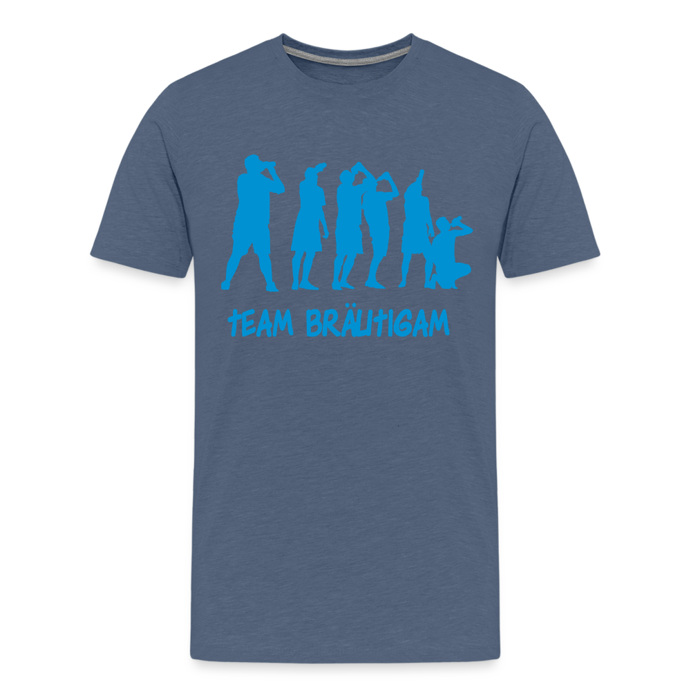 Männer Premium T-Shirt - Team Bräutigam - Blau meliert