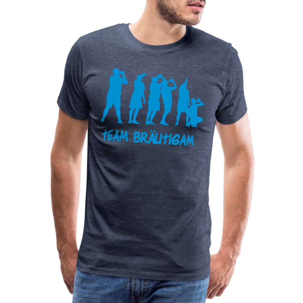 Männer Premium T-Shirt - Team Bräutigam - Blau meliert