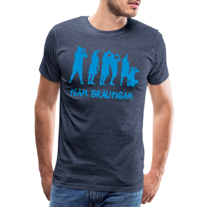 Männer Premium T-Shirt - Team Bräutigam - Blau meliert